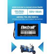 Electroll Arora Tdl 25Z Derya Batarya (Standart Kapasite) Lifepo4 60V 18AH Elektrikli Motosiklet Bataryası