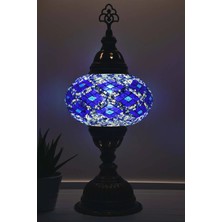 Bazaria Design El Yapımı Mozaik Masa Lambası Yıldız Desenli Camlı Pirinç Gövdeli Dekoratif Abajur E14 Duy Otantik Gece Lambası