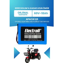 Electroll Apachi Q5 Batarya (Standart Kapasite) Lifepo4 60V 18AH Elektrikli Motosiklet Bataryası