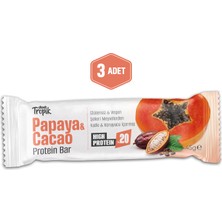 Papaya ve Kakao Aromalı Protein Bar 45 G | Protein Içeren Atıştırmalık ve Sporcu Barı | 3 Adet