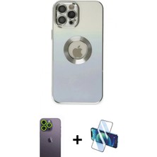 İlk El Grup Ieg™ iPhone 12 Pro Max Kılıf Kutup Yansıma Özel Seri - Siyah 3D Antistatik Seramik Nano Ekran Koruyucu + Yeşil Neon Fosforlu Kamera Lens