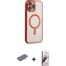 İlk El Grup Ieg™ iPhone 13 Pro Max Kılıf Doruk Minimal - Siyah Bilvis 3D Mat Cam Ekran Koruyucu + Turuncu Renkli Kamera Lens Koruma Cam