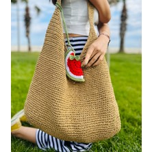 Gözlük Çanta Charmı El Örgüsü Karpuz Desenli Gözlük Kılıfı