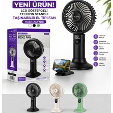 Azurtech Auhma AUFN17 Şarjlı El Fanı 300MAH Telefon Standlı Taşınabilir Mini Vantilatör Sessiz Güçlü Fan