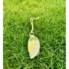 Gözlük Çanta Charmı El Örgüsü Limon Desenli Gözlük Kılıfı