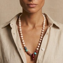 THEIA GemWorks Adria - Barok Inci, Mercan ve Turkuaz Taşlı El Yapımı Kolye