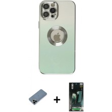 İlk El Grup Ieg™ iPhone 12 Pro Max Kılıf Kutup Yansıma Özel Seri - Şeffaf 360 Full Body Arka Koruyucu + Siyah Shine Kamera Lens Koruma Cam