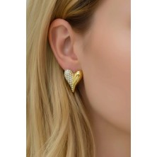 Bontexs Kalp Küpe 2026 Trend Gold Renk 316L Büyük Boy