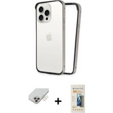 İlk El Grup Ieg™ iPhone 14 Pro Max Kılıf Pusula Asil Koleksiyonu - Siyah 6d Mat Seramik Hayalet Nano Ekran Koruyucu + Gold Band Metal Kamera Lens