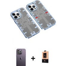 İlk El Grup Ieg™ iPhone 13 Pro Max Kılıf Ufuk Doku Prime - Şeffaf Maxco Cam Ekran Koruyucu + Beyaz Neon Fosforlu Kamera Lens