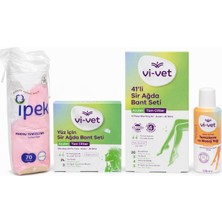 Vi-Vet 41’li Sir Ağda Bant Seti + Yüz Için 24’lü Ağda Bandı + Temizleme & Masaj Yağı + Ipek 70’li Makyaj Temizleme Pamuğu | Azulen & Pudralı Seçeneği