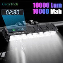 GreaTech USB Şarjlı Profesyonel Bisiklet Farı 10000 Lümen 10000 Mah Su Geçirmez Scooter Motosiklet Farı