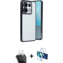 İlk El Grup Ieg™ Redmi Note 13 Pro 5g Kılıf Vadi Minimal - Siyah 3D Antistatik Cam Ekran Koruyucu + Şeffaf Kamera Lens Koruma Cam