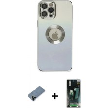 İlk El Grup Ieg™ iPhone 12 Pro Max Kılıf Kutup Yansıma Özel Seri - Şeffaf 360 Full Body Arka Koruyucu + Siyah Shine Kamera Lens Koruma Cam