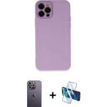 İlk El Grup Ieg™ iPhone 12 Pro Max Kılıf Çekirdek Modern Serisi - Siyah 3D Antistatik Cam Ekran Koruyucu + Beyaz Neon Fosforlu Kamera Lens