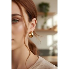 Bontexs Kadın Yarım Ay  Küpe  Paslanmaz Çelik Gold Renk Kaliteli Ürün