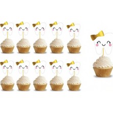 Deha Parti Kürdan Ilk Diş Pembe Varak Baskılı 10 Parça Diş Buğdayı Parti Süsleri