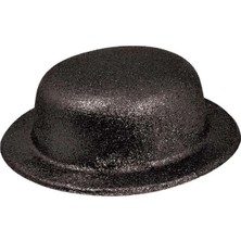 İlk El Grup Siyah Renk Yuvarlak Simli Plastik Parti Şapkası