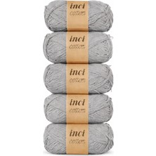 İnci Cotton Inci Cotton Gri Rengi Koton 5'li Pamuk Örgü Ipi Ipliği 100G 250M