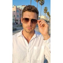 Sanches Premium Polarize Altın Metal Güneş Gözlüğü  Mücevher Deta