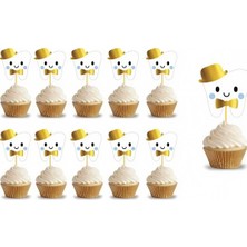 Deha Parti Kürdan Ilk Diş Mavi Varak Baskılı 10 Parça Diş Buğdayı Parti Süsleri