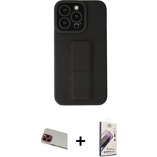 İlk El Grup Ieg™ iPhone 13 Pro Max Kılıf Çekirdek Yansıma - Siyah Bilvis 3D Mat Cam Ekran Koruyucu + Kırmızı Rainbow Kamera Lens Koruma Cam