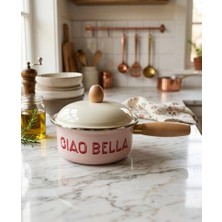 Emaye Burada 16 cm Emaye Sütlük & Sosluk & Yumurta Haşlama Tenceresi Ahşap Saplı Çok Amaçlı Mini Tencere