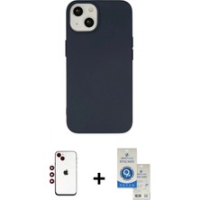 İlk El Grup Ieg™ iPhone 14 Kılıf Ahenk Serisi - Şeffaf Royal Nano Ekran Koruyucu + Kırmızı Shine Kamera Lens