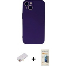 İlk El Grup Ieg™ iPhone 13 Mini Kılıf Ahenk Serisi - Siyah 6d Mat Seramik Hayalet Nano Ekran Koruyucu + Turuncu Renkli Kamera Lens Koruma Cam