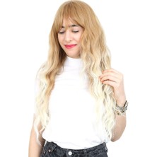 Esranın Dünyası Perçemli Uzun Su Dalgası Fiber Sentetik Peruk - Balköpüğü / Platin Uzun Ombreli RSPRK34-ESRDNS