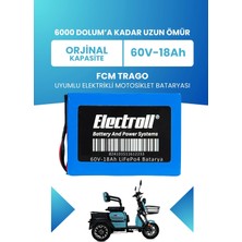 Electroll Fcm Trago Batarya (Standart Kapasite) Lifepo4 60V 18AH Elektrikli Motosiklet Bataryası