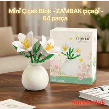 Kobe Home Vazolu  Tarzı Çiçek Yapı Blok Seti – 64 Parça - 11 cm Çiçek Arenjmanı Seti