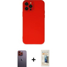 İlk El Grup Ieg™ iPhone 12 Pro Kılıf Çekirdek Modern Serisi - Siyah 6d Mat Seramik Hayalet Nano Ekran Koruyucu + Turuncu Neon Fosforlu Kamera Lens