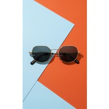 Sanches Premium Geometrik Güneş Gözlüğü 52MM Altın Çerçeve Yeşil