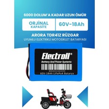 Electroll Arora TDR41Z Rüzgar Batarya (Standart Kapasite) Lifepo4 60V 18AH Elektrikli Motosiklet Bataryası