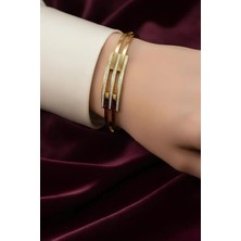 Bontexs Kelepçe Bileklik Zirkon Taşlı Şık  Zarif Kararmaz Paslanmaz Çelik