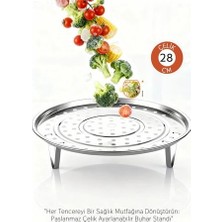 Kocadal Inox Çelik Ayaklı Buharlı Pişirme Aparatı - 28 cm Çok Amaçlı Tencere Içi Haşlama Standı
