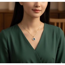 Bontexs Sarı Zincirli Zirkon Taşlı Gezegen Kolye Sevgiliye Özel Hediye