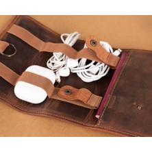 Deri Kablo Aksesuar Taşıma Çantası G2 Antik Kahve