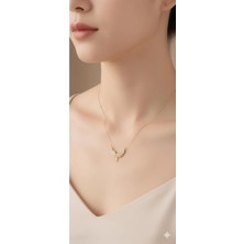 Bontexs Sarı Zincirli Kanatlı Kolye Sevgiliye Özel Hediye