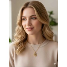 Bontexs Sarı Zincirli Kalpli Kolye Sevgiliye Özel Hediye