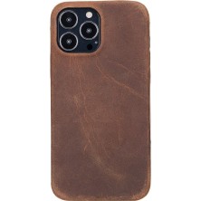 Apple iPhone 13 Pro Max Uyumlu Deri Arka Kapak Rock G2