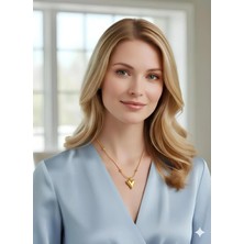 Bontexs Dorika Zincirli Kalpli Kolye Sevgiliye Özel Hediye