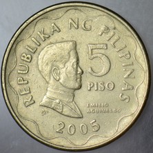 Banknoting Filipinler 5 Piso 2005.