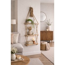 Boz Yapı Dekorasyon Kaan %100 Doğal Ahşap Dekoratif Duvar Rafı