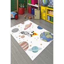 Modern Home Uzay Tremalı Dijital Baskı Dot/keçe Çocuk Halısı Makinada Yıkanabilir Halı