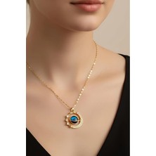 Bontexs Sarı Zincirli Zirkon Taşlı Gezegen Kolye Sevgiliye Özel Hediye