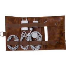 Deri Kablo Aksesuar Taşıma Çantası G19 Taba