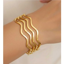 Bontexs Ajda Zikzak Bilezik Gold Paslanmaz Çelik 4 Lü