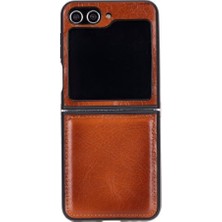 Samsung Galaxy Z Flip5 Uyumlu Deri Arka Kapak Efektli Taba